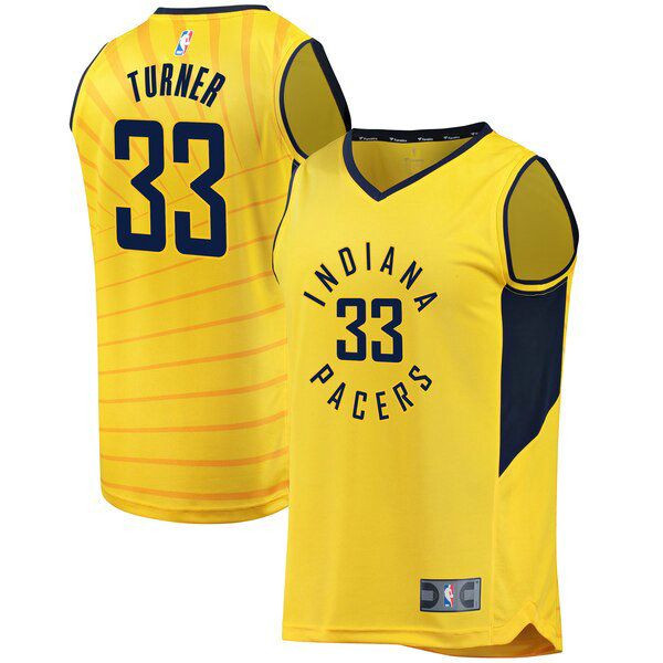 Maillot nba Indiana Pacers Alternative à rupture rapide Homme Myles Turner 33 Jaune